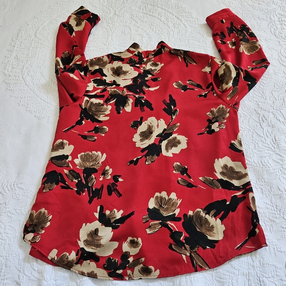Chico’s top red floral button front blouse Career night out women’s 2, size L - Picture 4 of 10